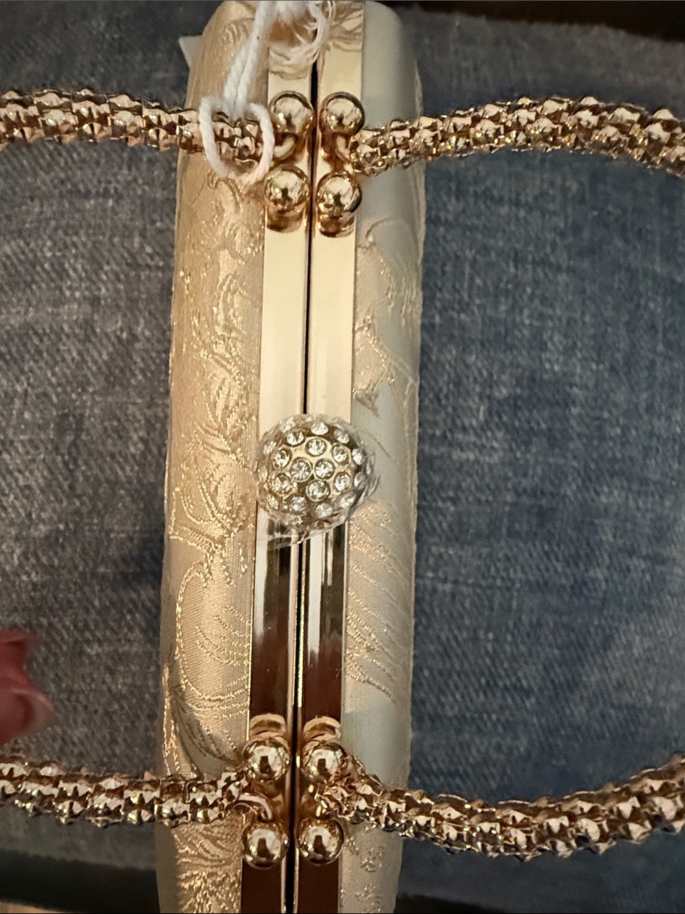 Haute Hippie Champagne Floral Brocade Evening Top-Handle Clutch - Picture 4 of 9